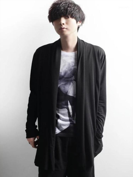 

men's trench coats coat spring and autumn casual contracted button-cardigan loose large, Tan;black