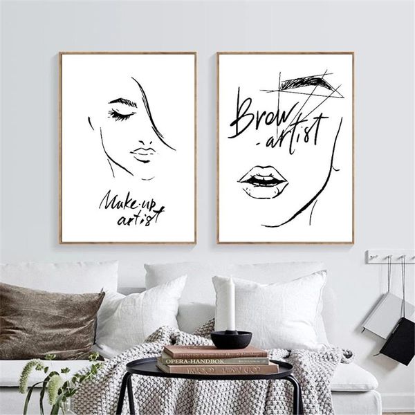 

paintings abstract woman face painting brow artist quotes canvas prints fashion wall art lady lips print modern picture home decorposter