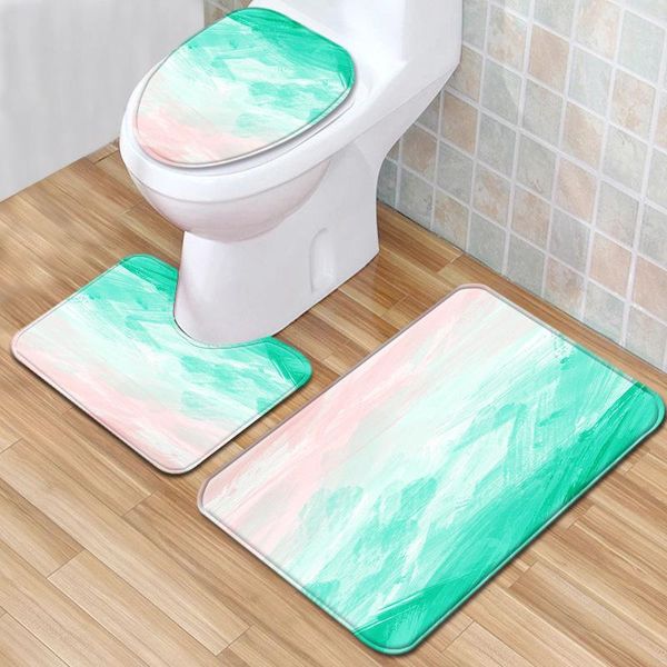 

geometry bath rug bathroom set mat non-slip mats toilet three-piece seat carpet