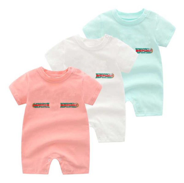 Top Brand Baby Onesies Pagliaccetto a maniche corte Lettere estive alla moda e versatili sul petto Abiti da neonato in puro cotone