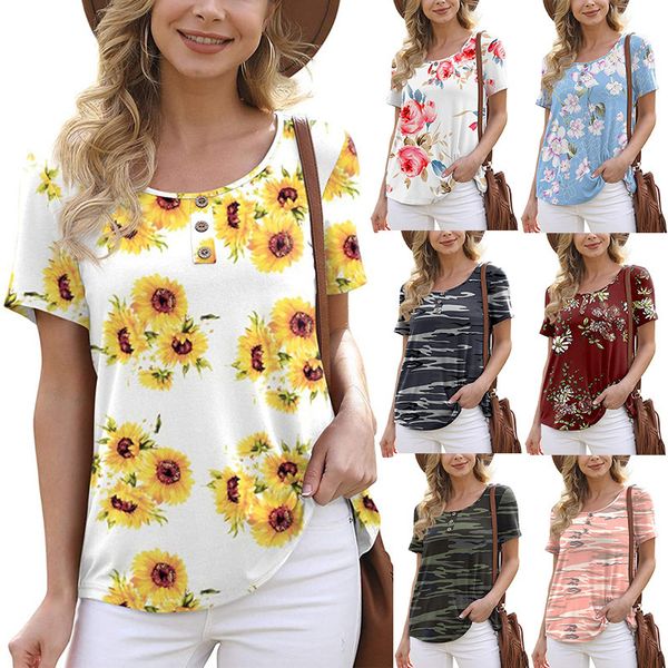 

women 's printing t-shirt casual loose short sleeves round neck t-shirt 2022 summer new, White