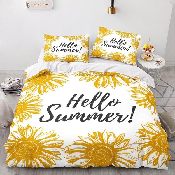 

bedding sets home textile flower series pattern yellow and white duvet quilt cover pillowcase set children bedroom decoration
