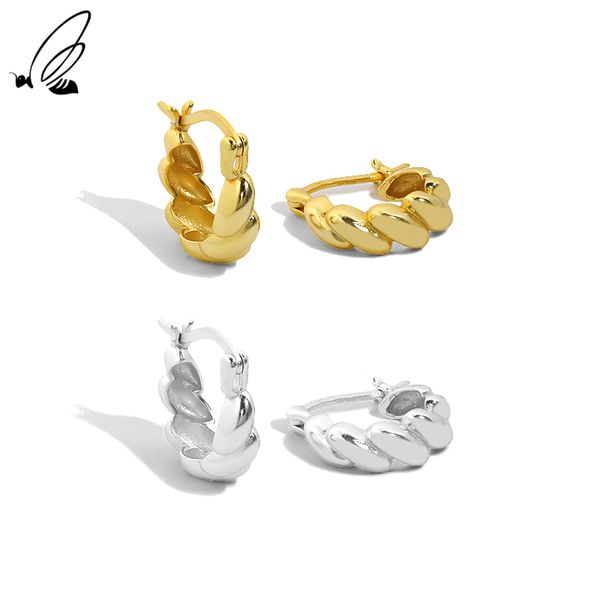 

s'steel simple design irregular face twist texture sterling silver 925 hoop earrings gift for women accessories fine jewellery, Golden