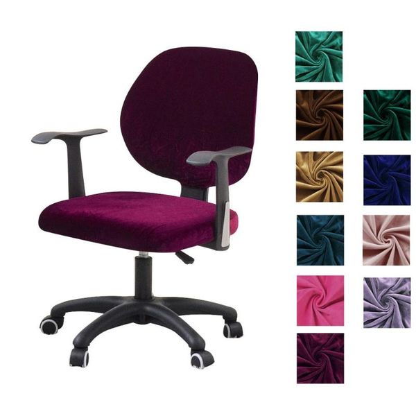 

silver velvet split office computer chair cover armchair back seat stretch rotating lift case without covers