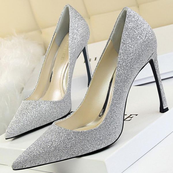 

dress shoes sliver woman pumps pointed toe high heels fashion wedding party women stiletto heeled, Black