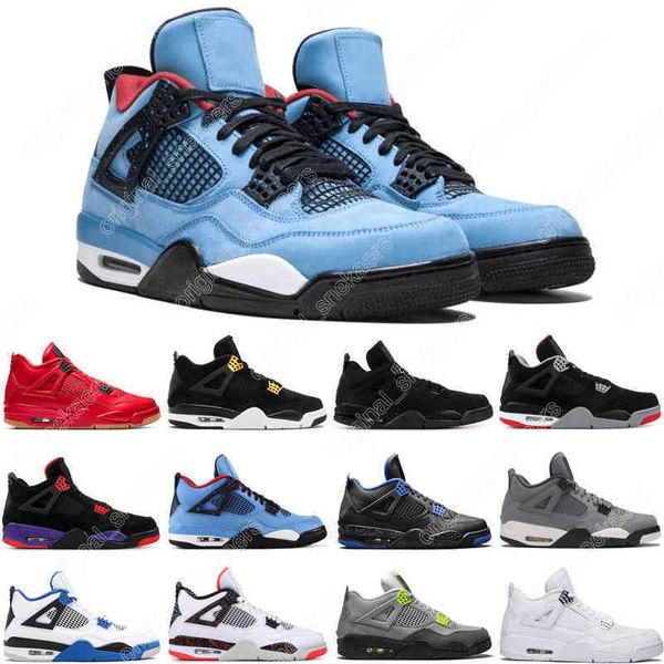 

4 4s mens basketball shoes shimmer lightning cactus jack red thunder sail university blue black cat men trainers sports