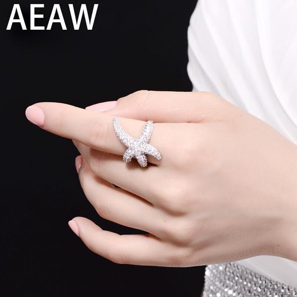 

cluster rings aeaw solid 14k 585 white gold df color moissanite engagement ring band for women ladies, Golden;silver