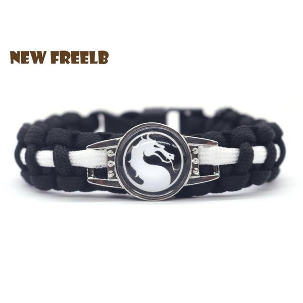 

cuff classic game mortal kombat logo 550 paracord bracelets dragon glass black color handmade jewelry outdoor travel, White