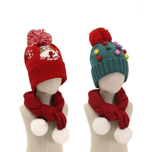 

caps & hats kids christmas sequin santa knitted hat cartoon reindeer winter warm long scarf1, Yellow
