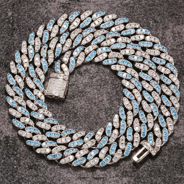

chokers boeycjr hip hop cuban chain blue zircon choker necklace&pendant short fashion jewelry punk pendant necklace for men, Golden;silver