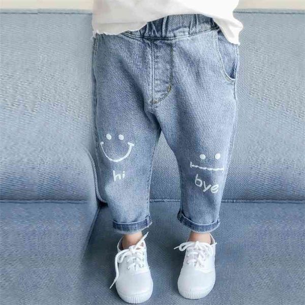 Bambini Primavera Neonate Jeans Abbigliamento per bambini Cotone Sciolto Comodo Pantaloni lunghi in denim Vita elasticizzata Jeans casual per ragazze 3-7 210317