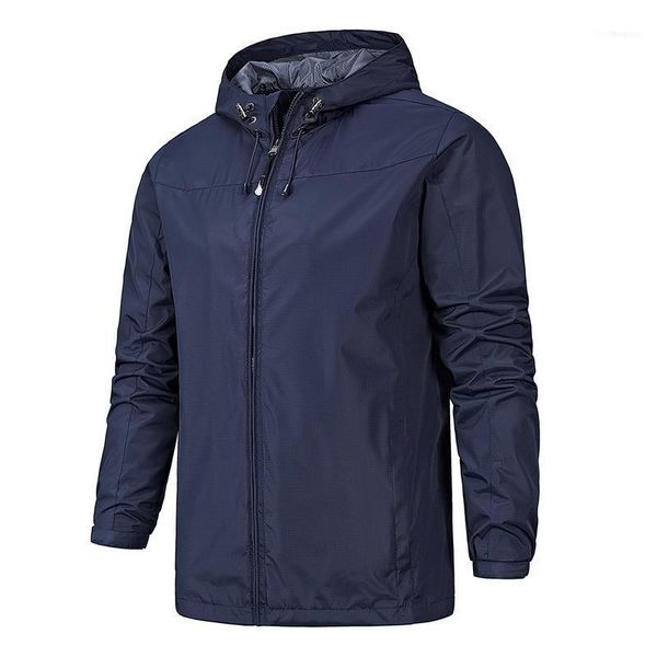 

men's jackets 2021 autumn men waterproof windproof bomber casual solid color hooded zipper thin coat sportswear 5xl1, Black;brown