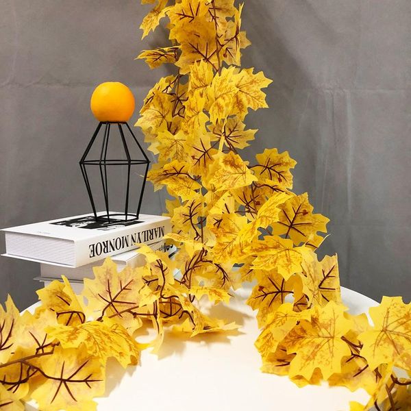 

decorative flowers & wreaths simulationautumnmaple leaf rattan artificial wall hanging plant fake garland autumn maple home halloween ceilin
