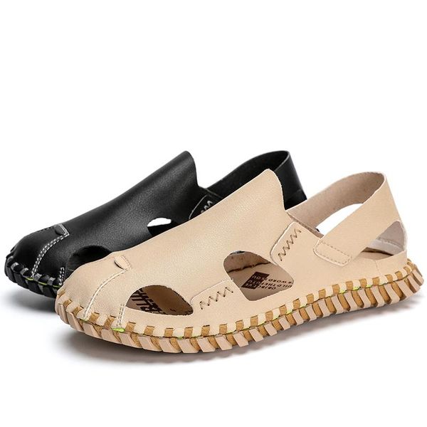 

sandals shoe de sandales cuero s in large sandale walking geta for mens white sandal sandalhas comfort piel sandles casual male, Black