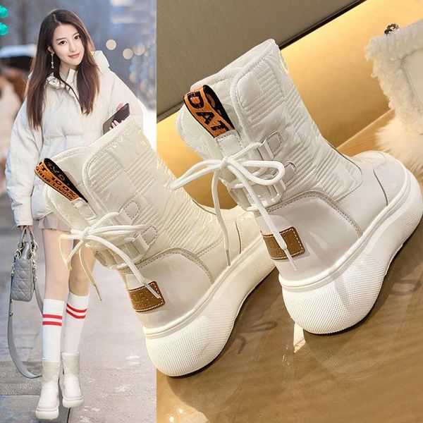 

boots 2021 korean fashion winter snow thickened warm women's cotton shoes middle tube leisure waterproof antiskid, Black