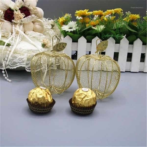 

gift wrap golden wrought iron apple shaped cage crafts wedding candy box jewelry1