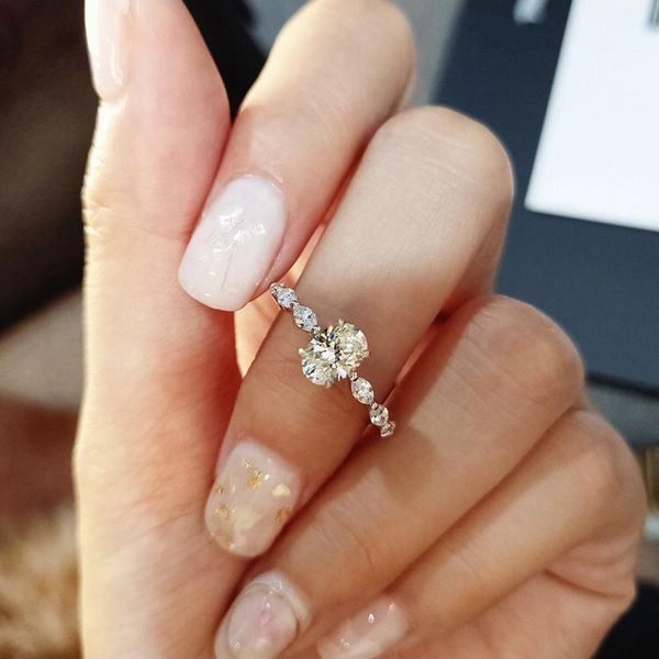 

wedding rings fine jewelry luxury oval finger with cubic zirconia charm silvery for women engagement statement gifts, Slivery;golden