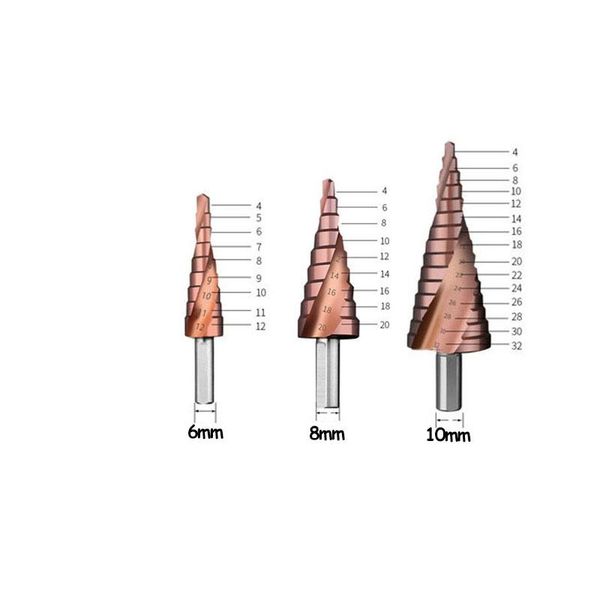 

professional drill bits m35 cobalt step 4-12/4-20/4-32mm high speed steel spiral groove triangle shank for stainless