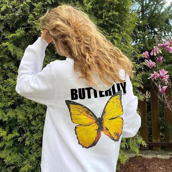 

women's hoodies & sweatshirts women sweetshirts oversized butterfly graphic hoodie grunge long sleeve y2k streetwear korean girl clothe, Black