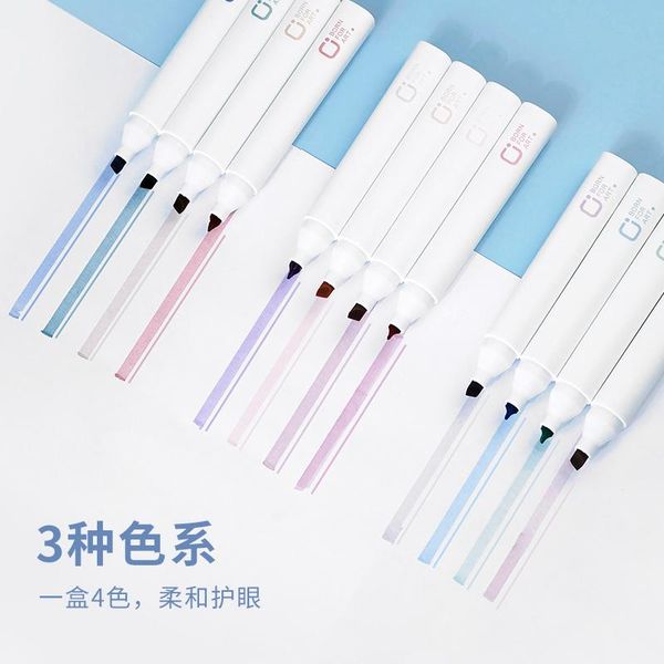 

highlighters highlighter pen pastel markers fluorescent watercolor drawing painting art stationary school supplies 4pcs/lot, Black;red