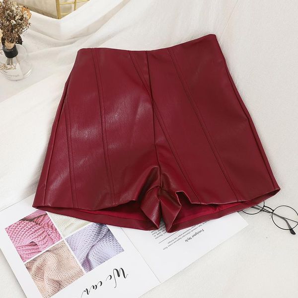 

women's shorts heliar wine pu leather women wide legs high waist winter club autumn for, White;black