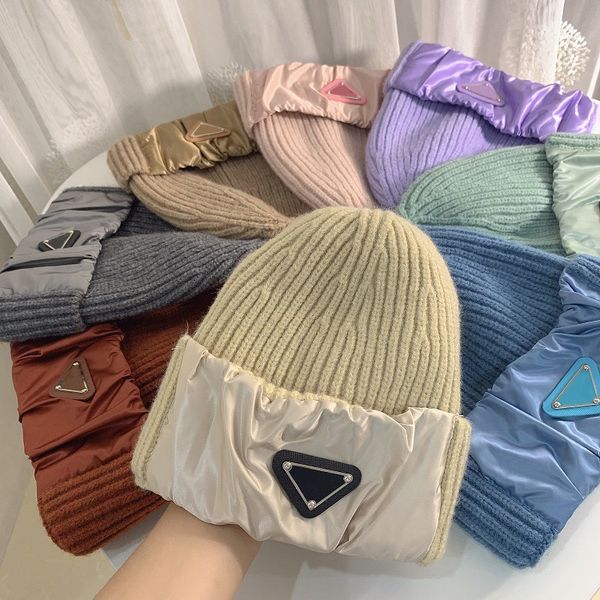 Tampas multicoloras de malha para mulheres outono inverno quente espesso lã designers carta fria chapéu moda rua chapéus 8 modelos