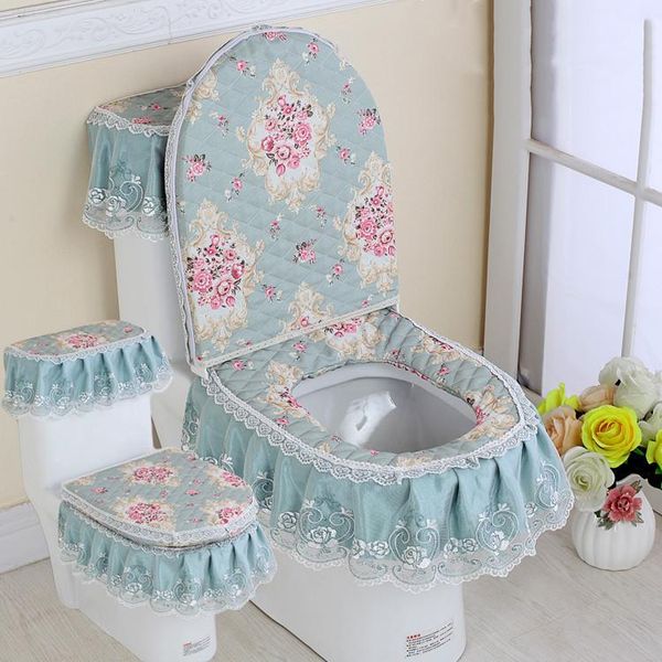 

cushion/decorative pillow 3pcs/set lace fabric bathroom toilet seat cover with zipper thick cushion ferrule washable comfortable closes tool