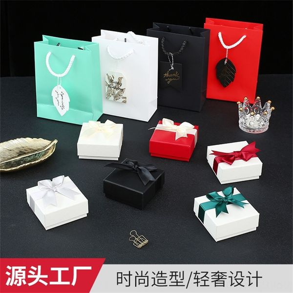

l8ec necklace packing bag white packaging boxes bow boxes jewelry korean ring jewelry packing, Black;white