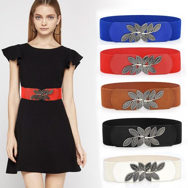 

belts belt women's fashion wild wide waistband elastic stretch dress waist buckle band 68x6cm accessories leather for girls, Black;brown
