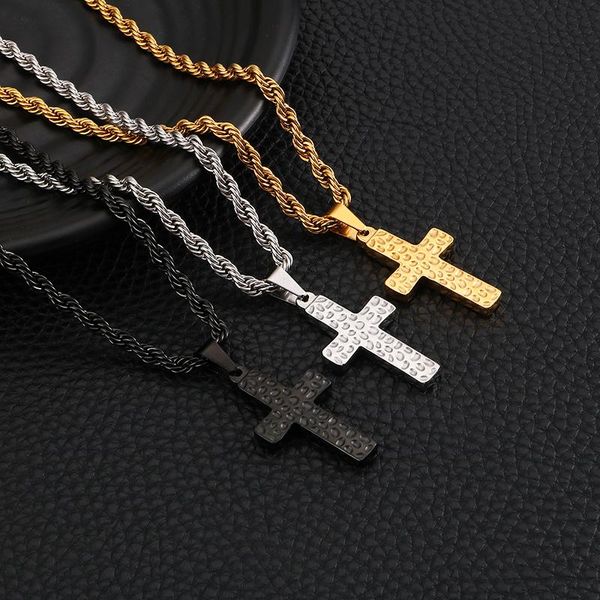

choose color stainless steel women mens cross pendant necklace chain xmas gifts jewelry necklaces, Silver