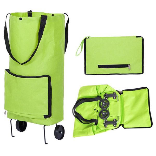 

storage bags oxford cloth portable shopping bag japanese folding with wheels roller cart luggage