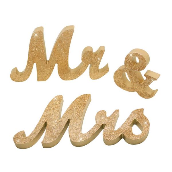 Decorazione per feste Decorazioni per matrimoni romantici 1 Set Mr Mrs Decor Compleanno Segno di lettere in argento puro/oro