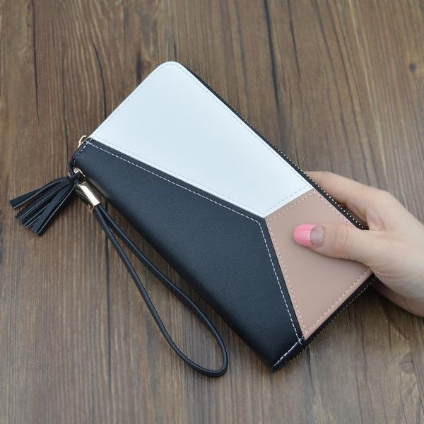 

wallets ladies wallet students long zipper high-capacity handbags fashion color matching cell phone bag factory direct sale, Red;black