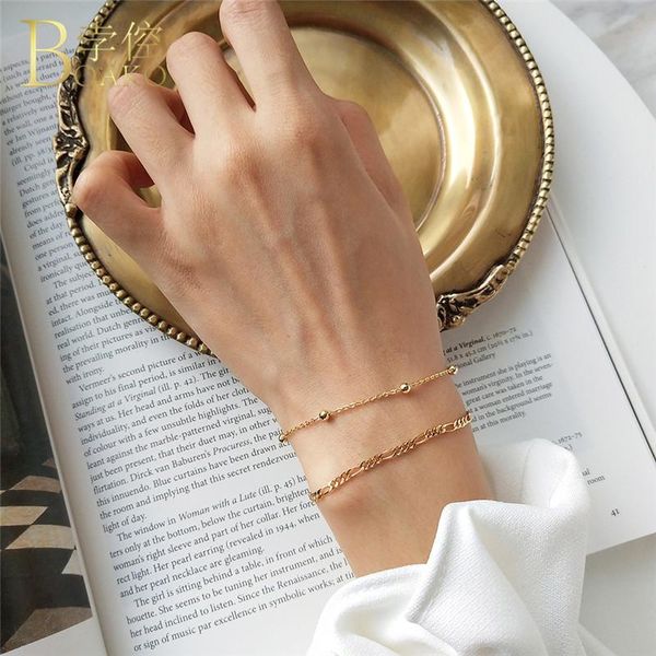 

link, chain real 925 sterling silver lady bracelets tiny thin beads curb bangles for women girls friend gift jewelry r5, Black