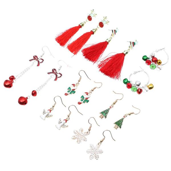 

dangle & chandelier 8 pairs christmas earrings xmas tree bell tassel for, Silver