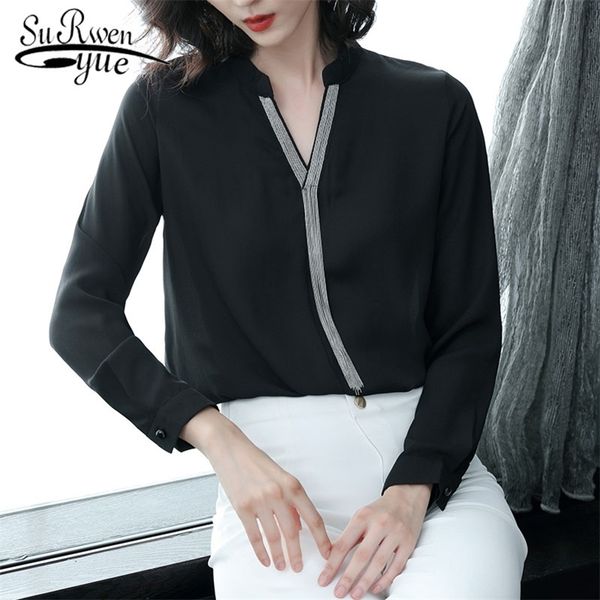 

spring long sleeve womens and blouses female office lady chiffon blouse tassel women shirts black blusas 2242 50 210521, White