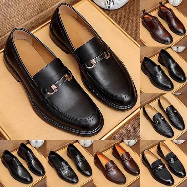 

2021 dress shoes fashion men black genuine leather shoe size:38-45 with box pointed toe mens business oxfords gentlemen travel walk casual c