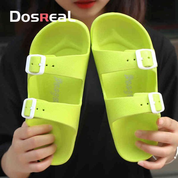 

dosreal new summer jelly shoes women beach sandals hollow slippers ladies flip flops buckle light sandalias outdoor slippers y0427, Black
