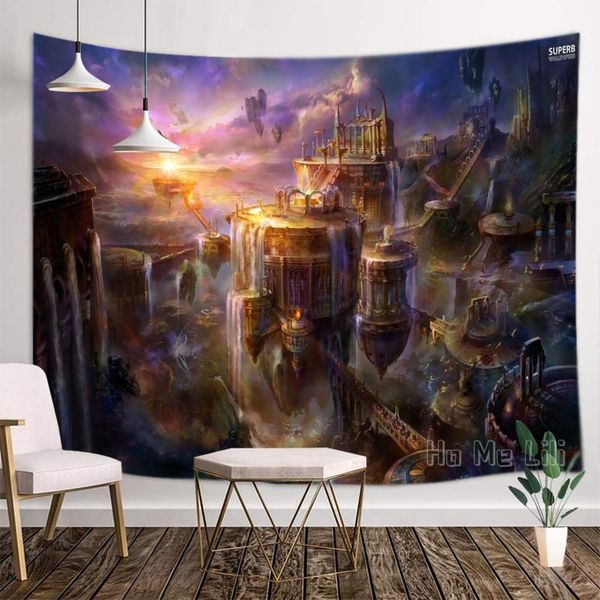 

tapestries fantasy city animation tapestry interior art decoration
