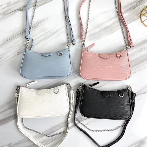 

classic high-quality luxury designer leather women's chain wallet credit card holder four-color optional wallets ship, Red;black