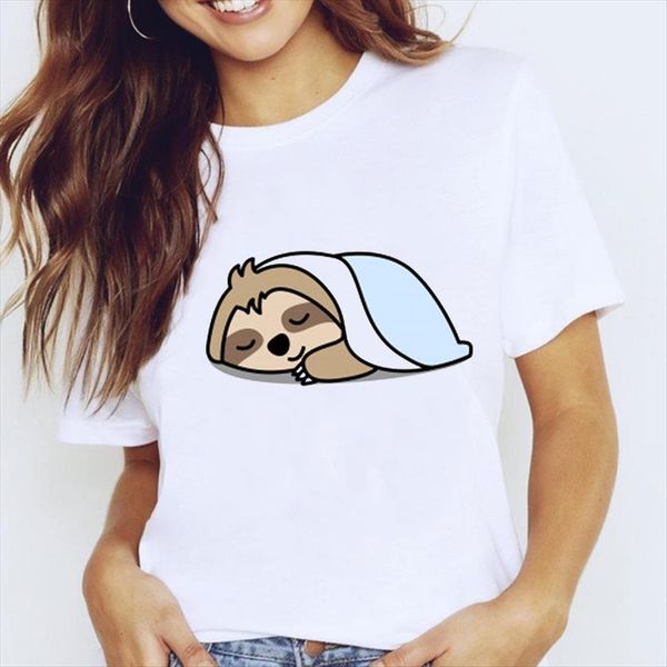 

graphic sloth animal fashion style womens t shirts cartoon 90s clothes clothing tees print female shirt, White