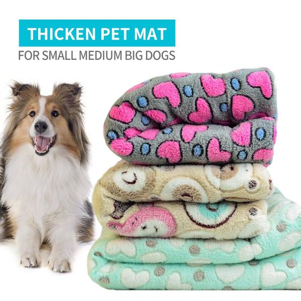

kennels & pens dog cat mat printing coral fleece thicken autumn winter warm soft pet bed for small medium big dogs shu velveteen pets suppli