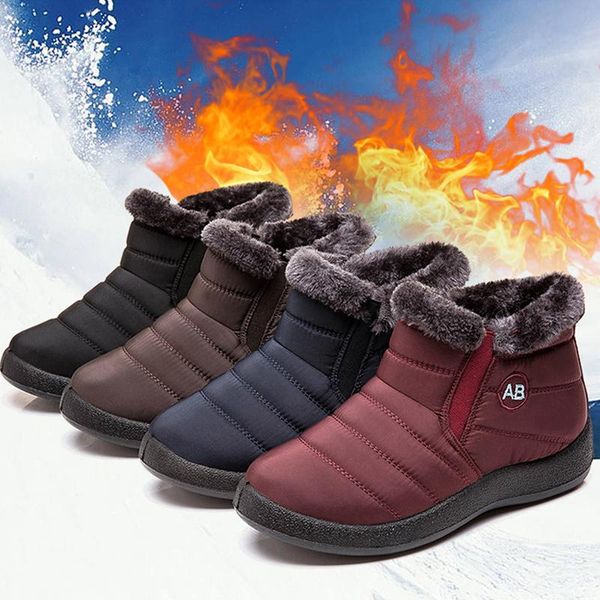 

boots winter warm snow for women waterproof non-slip casual ladies fashion lightweight ankle botas mujer solid color shoes, Black