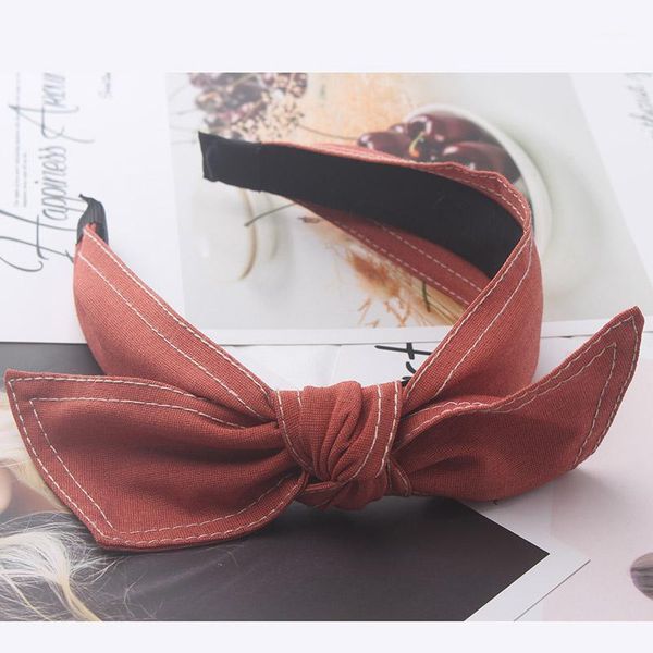 

trendy womens bow knot hairband headwear solid color women hair head hoop sweet girls headband accessories1