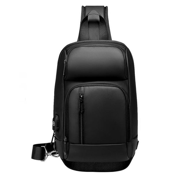 

waist bags black chest packs men usb charging casual shoulder crossbody water repellent travel messenger bag male