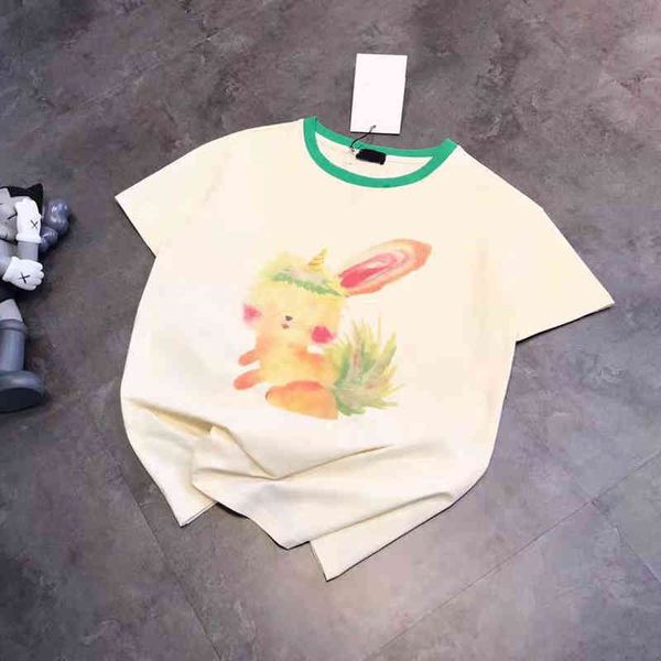 

2022 factory wholesale new high version spring and summer fashion small animal painting contrast color back collar gold thread embroidery co, White