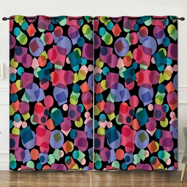 

curtain & drapes colorful geometry room decoration background cloth pink curtains luxury 9