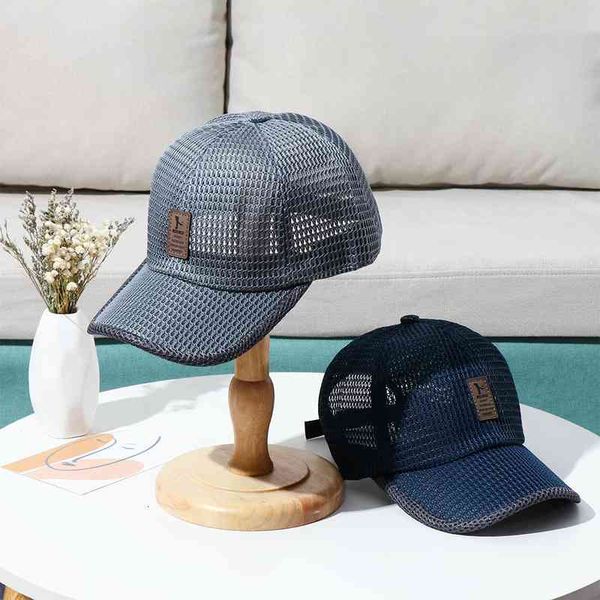 

summer baseball cap breathable quick dry mesh sun hat adjustable cotton snapback running hat outdoor sports cap, Blue;gray
