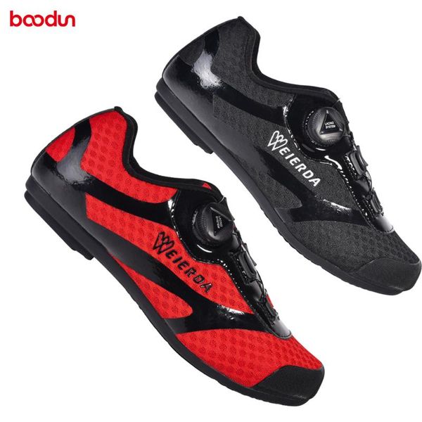 

boodun 2021 men's women mtb bike road lockless cycling shoes bicycle slip breathable absorption outdoor sports footwear, Black