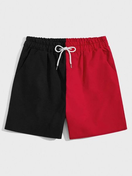 

romwe guys two tone drawstring shorts c2o7#, Black
